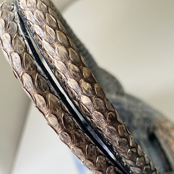 Large RETTA WOLFF Python Handbag Blues and Grays Snakeskin Bag Rare Made in USA - Picture 12 of 16